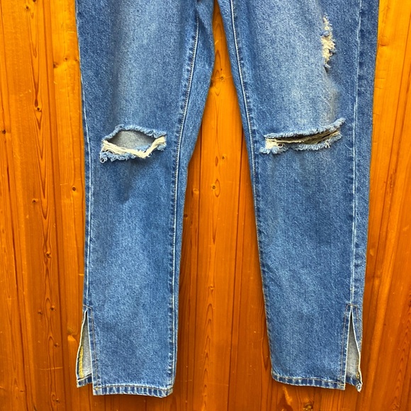 Shein High Waisted Distressed Open Sides Bottoms Washed Blue Women's Jeans 29 ! - Picture 4 of 7